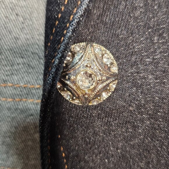 Woman's Nicole Miller Dark Wash utilitarian minimalist structured denim jacket - Picture 5 of 12